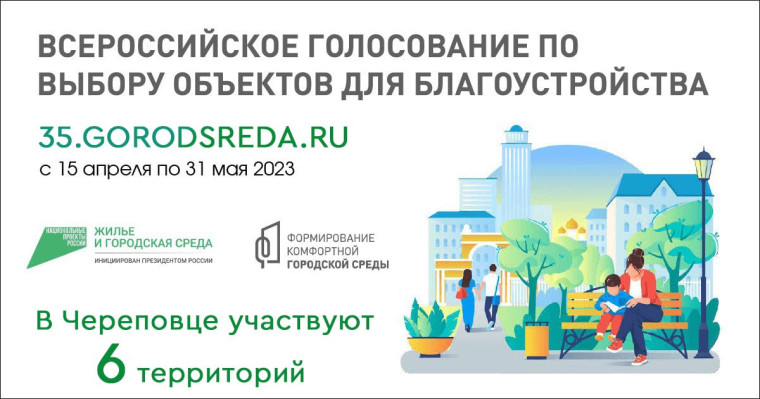 Шесть территорий Череповца участвуют в онлайн-голосовании по проекту «Формирование комфортной городской среды».